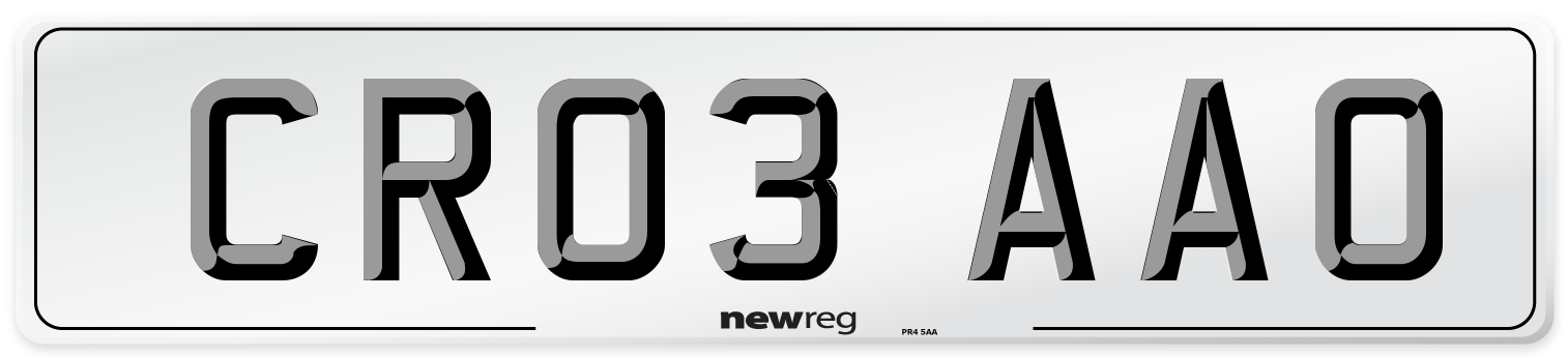 CR03 AAO Number Plate from New Reg